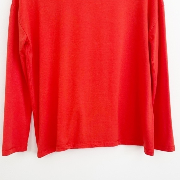 Eileen Fisher Orange Red Terry Pocket Scoop Neck Long Sleeve Stretch Top Size XS - Picture 12 of 14